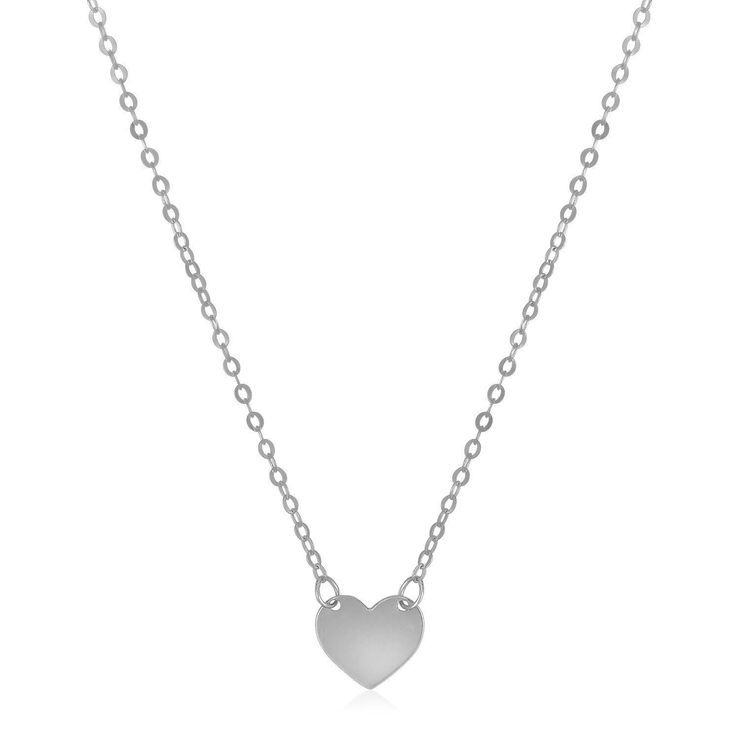 14k White Gold Polished Mini Heart Necklace in a sleek high-contrast midnight luxury editorial style
